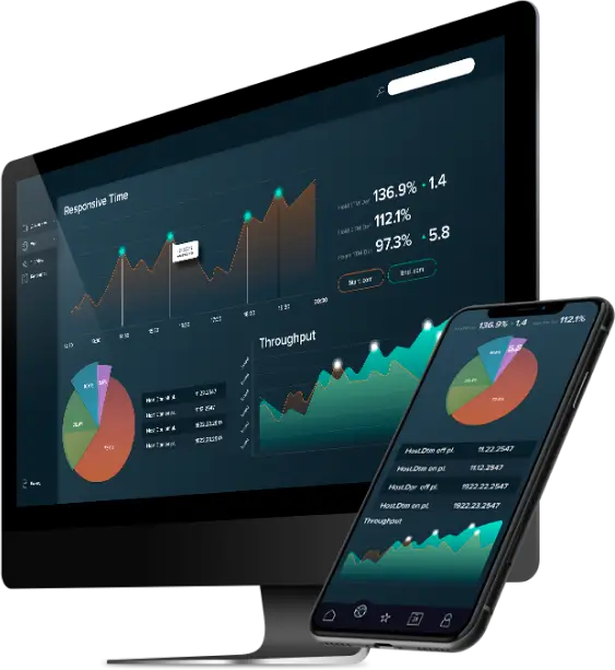 Statistics displayed on computer and mobile phone screens